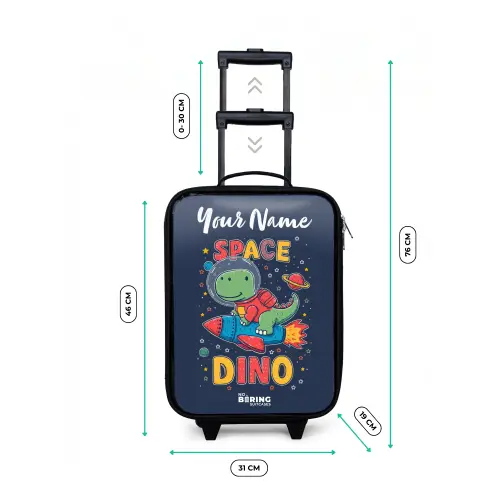 Dinosaurus - Groen - Raket - Sterrenhemel Kinderkoffer - Zwart klein -productfoto_formaten