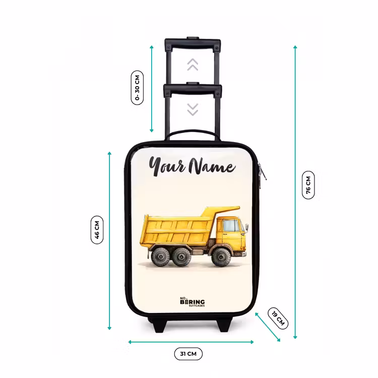 Kiepwagen - Getekend - Geel Kinderkoffer - Zwart klein -productfoto_formaten