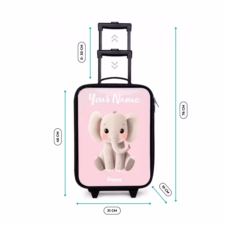 Olifant - Grijs - Baby - Slurf Kinderkoffer - Zwart klein -productfoto_formaten