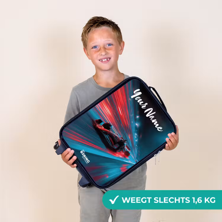 Formule 1 - Raceauto - Rood - Neonverlichting Kinderkoffer - Zwart klein -sfeer4_NL
