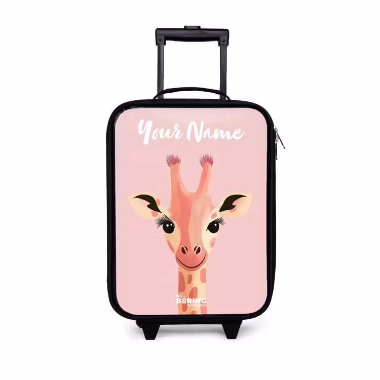 Giraffe - Wimpers - Minimalistisch - Roze Kinderkoffer - Zwart klein -3d