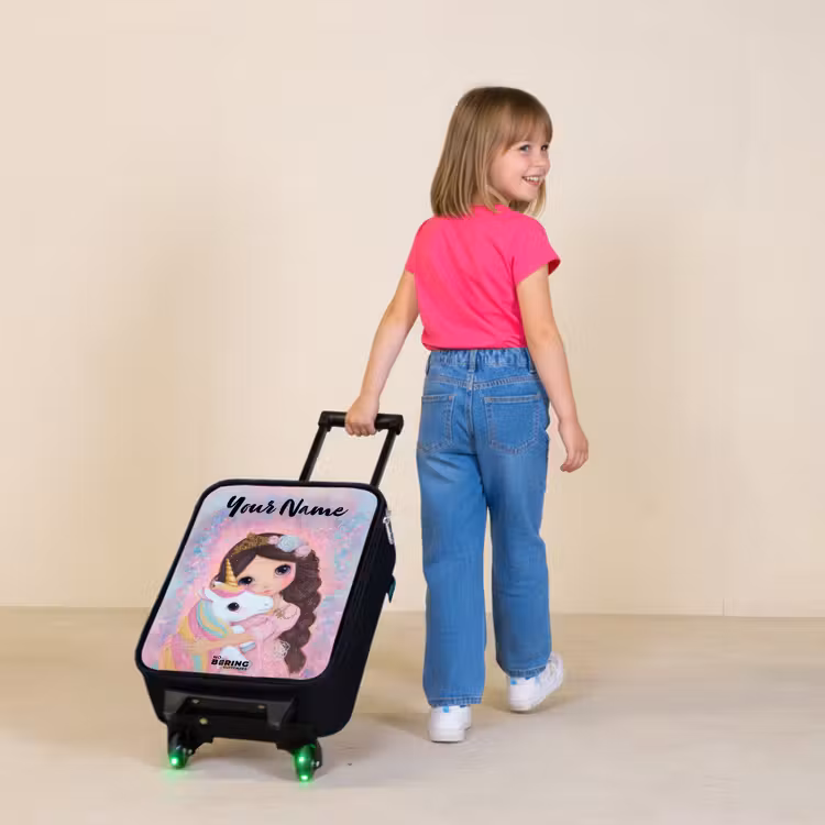 Meisje - Eenhoorn - Glitter Kinderkoffer - Zwart klein -sfeer1