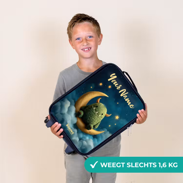 Groen monster op maansikkel Kinderkoffer - Zwart klein -sfeer4_NL