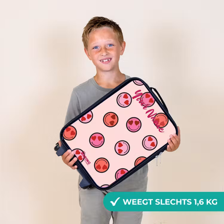Hartje - Smiley - Patroon Kinderkoffer - Zwart klein -sfeer4_NL