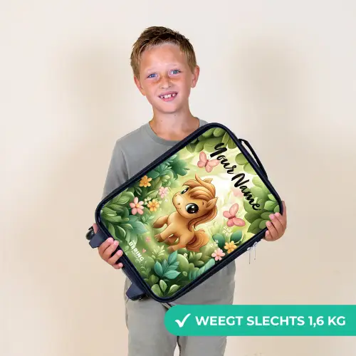 Paard - Bloemen - Vlinders Kinderkoffer - Zwart klein -sfeer4_NL