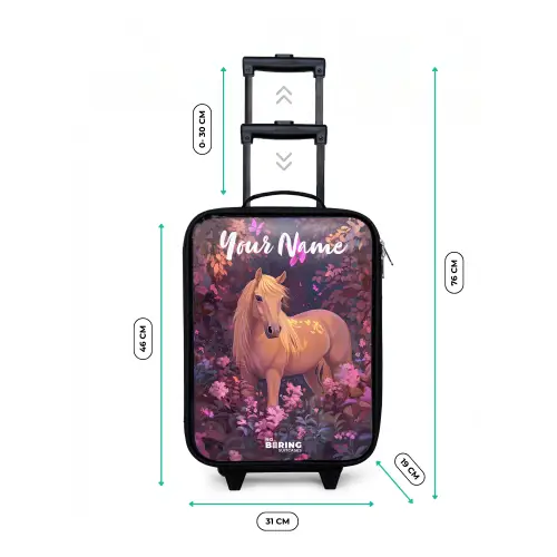 Paard - Bloemen - Paars - Vlinder Kinderkoffer - Zwart klein -productfoto_formaten
