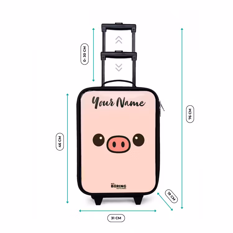 Kawai - Varken - Roze Kinderkoffer - Zwart klein -productfoto_formaten