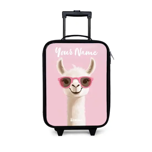 Lama - Wit - Zonnebril - Wimpers Kinderkoffer - Zwart klein -3d