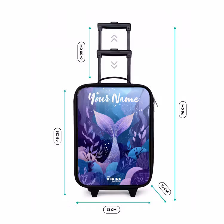 Zeemeermin - Onderwater - Paars - Blauw Kinderkoffer - Zwart klein -productfoto_formaten