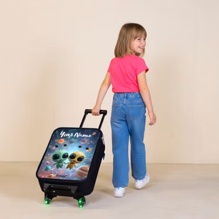 Vrolijke buitenaardse vrienden Kinderkoffer - Zwart klein -sfeer1