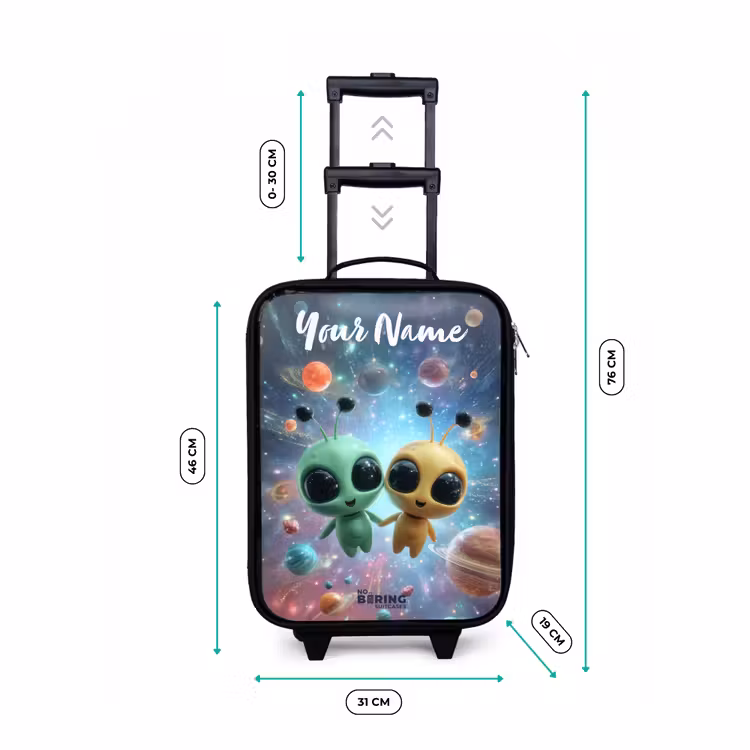 Vrolijke buitenaardse vrienden Kinderkoffer - Zwart klein -productfoto_formaten