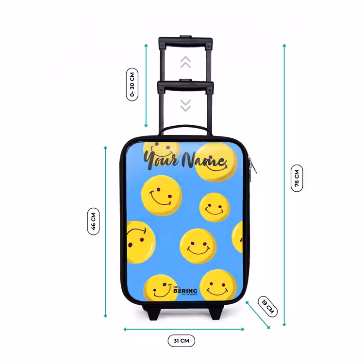 Vrolijke smileyregen Kinderkoffer - Zwart klein -productfoto_formaten
