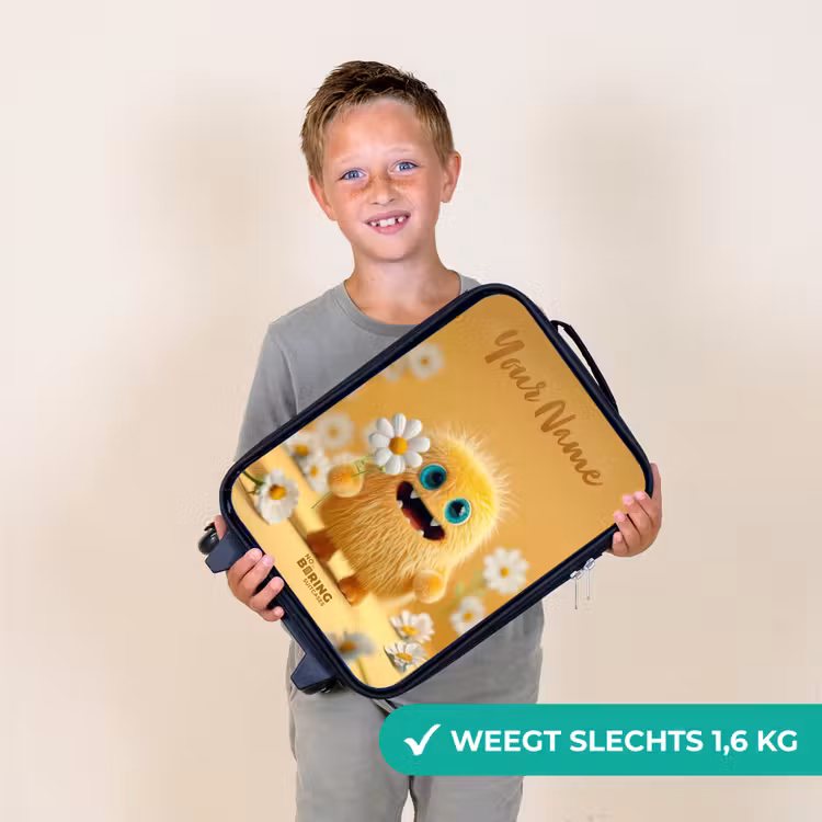 Monster - Wezen - Bloem - Geel Kinderkoffer - Zwart klein -sfeer4_NL