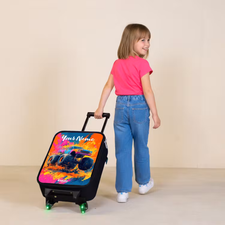 Monstertruck - Abstract - Verfspatten - Kleurrijk Kinderkoffer - Zwart klein -sfeer1