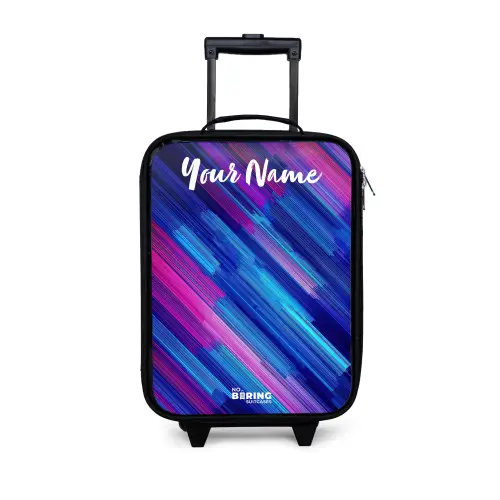 Neon - Strepen - Abstract - Blauw - Roze Kinderkoffer - Zwart klein -3d