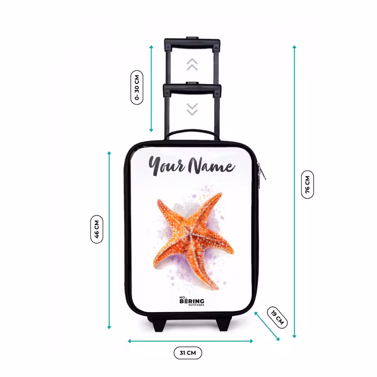 Oranje Zeester Illustratie Kinderkoffer - Zwart klein -productfoto_formaten