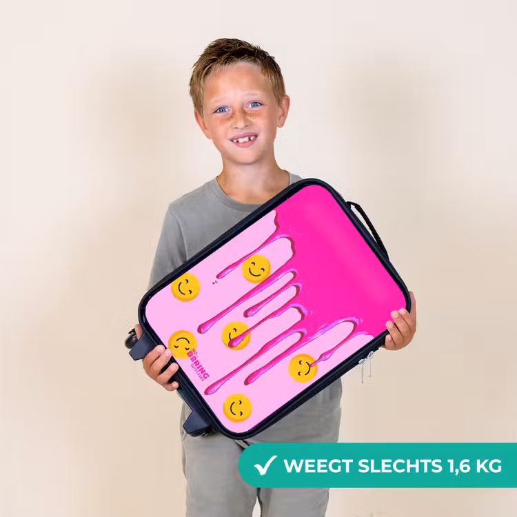 Verf - Smiley - Roze Kinderkoffer - Zwart klein -sfeer4_NL