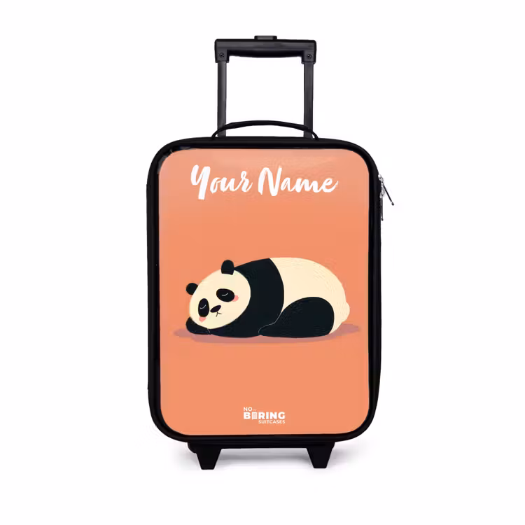 Panda - Slapen - Oranje Kinderkoffer - Zwart klein -3d
