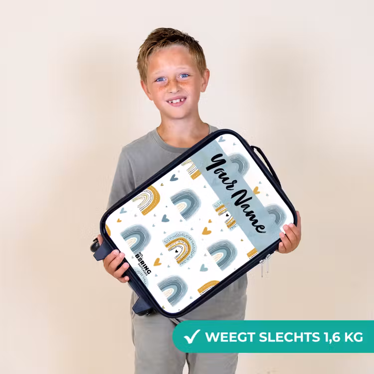 Patroon - Regenboog - Hartjes Kinderkoffer - Zwart klein -sfeer4_NL