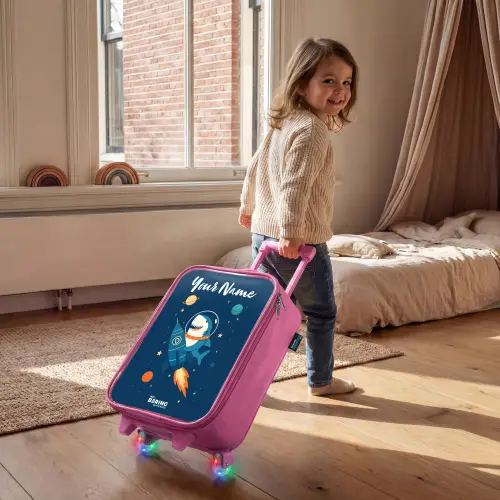 Dier - Ruimte - Planeet - Raket Kinderkoffer - Roze klein -sfeer1