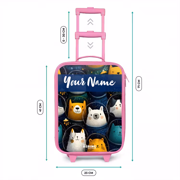 Dieren - Sterren - Planeten - Astronaut Kinderkoffer - Roze klein -productfoto_formaten