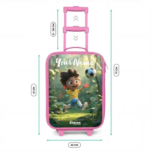 Jongen - Voetbal - Bos - Bomen Kinderkoffer - Roze klein -productfoto_formaten