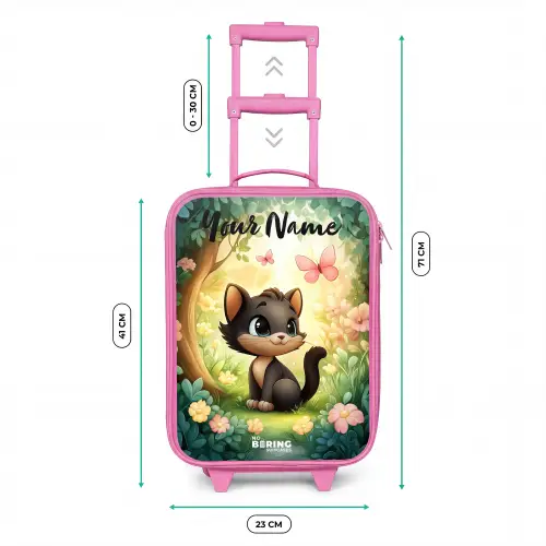 Kat - Vlinder - Bloemen Kinderkoffer - Roze klein -productfoto_formaten