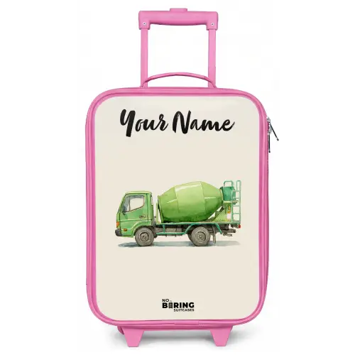 Betonmixer - Getekend - Groen Kinderkoffer - Roze klein -zz3dotto