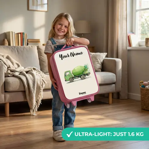 Betonmixer - Getekend - Groen Kinderkoffer - Roze klein -sfeer2_EN