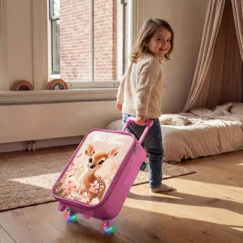 Hertje - Bloemen - Stippen - Roze Kinderkoffer - Roze klein -sfeer1