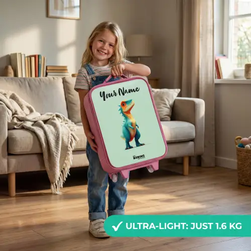Dino - Dier - Groen - Oranje Kinderkoffer - Roze klein -sfeer2_EN