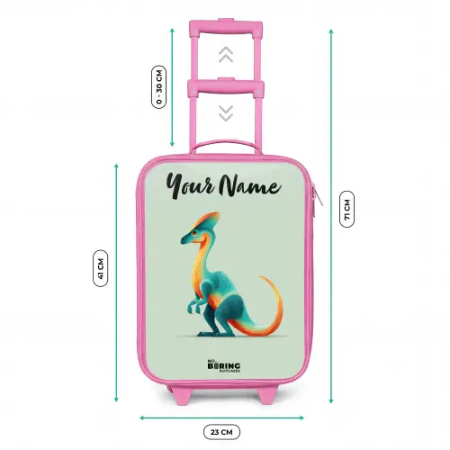 Dino - Blauw - Dier Kinderkoffer - Roze klein -productfoto_formaten