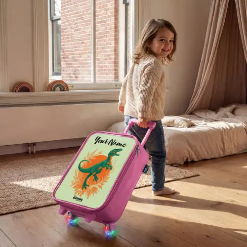Dino - Natuur - Groen Kinderkoffer - Roze klein -sfeer1