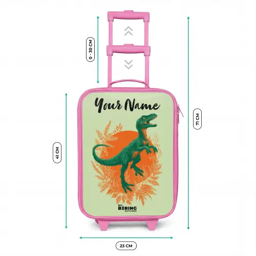 Dino - Natuur - Groen Kinderkoffer - Roze klein -productfoto_formaten