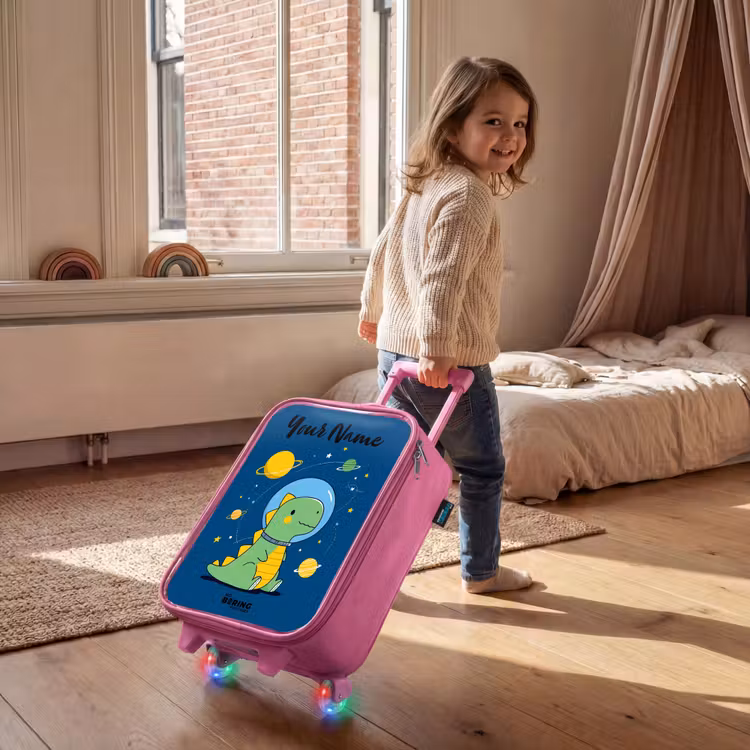 Dino - Planeet - Ster - Blauw Kinderkoffer - Roze klein -sfeer1