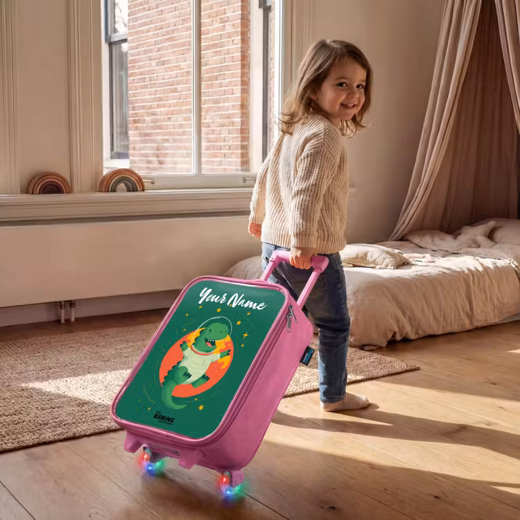 Dino - Planeet - Sterren - Groen Kinderkoffer - Roze klein -sfeer1
