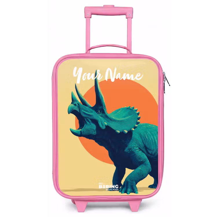 Dino - Triceratops - Dier Kinderkoffer - Roze klein -zz3dotto