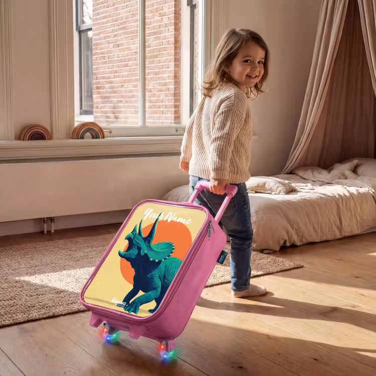 Dino - Triceratops - Dier Kinderkoffer - Roze klein -sfeer1