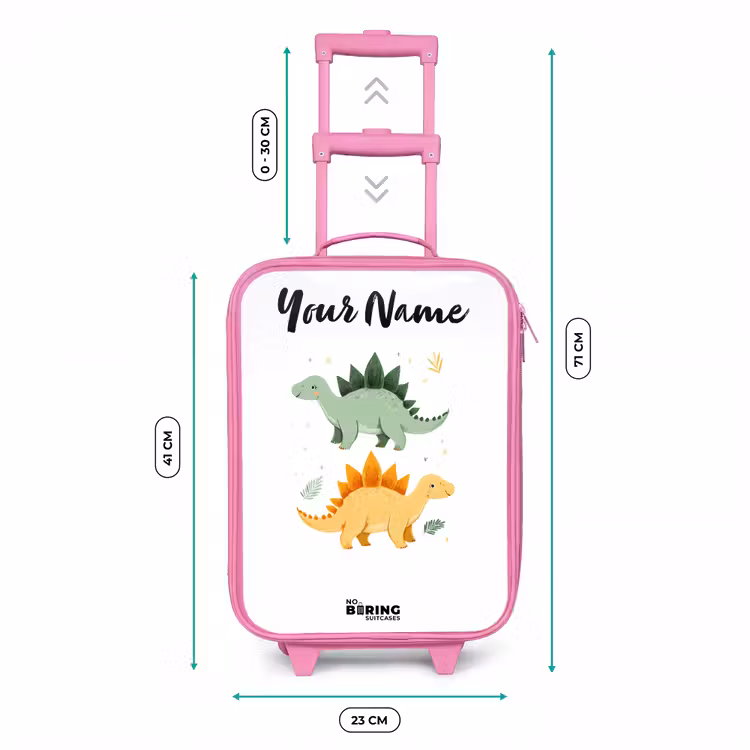 Dinos - Dieren - Groen - Oranje Kinderkoffer - Roze klein -productfoto_formaten