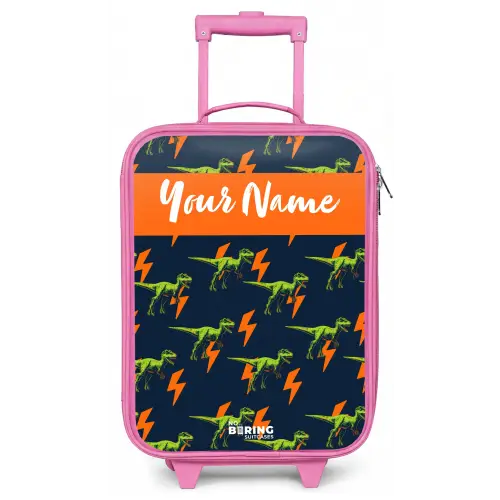 Dinos - Bliksem - Dieren - Blauw Kinderkoffer - Roze klein -zz3dotto