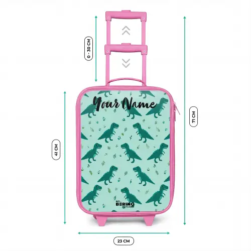 Dinos - Patroon - Groen Kinderkoffer - Roze klein -productfoto_formaten