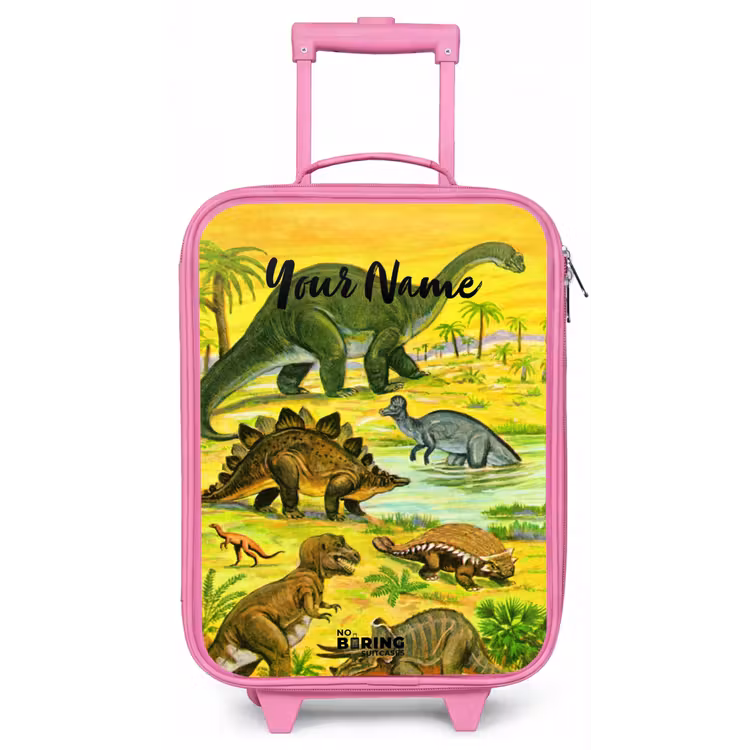 Dinosaurus in Dinosaurusland Kinderkoffer - Roze klein -zz3dotto