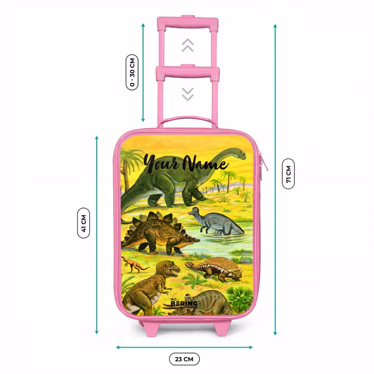Dinosaurus in Dinosaurusland Kinderkoffer - Roze klein -productfoto_formaten