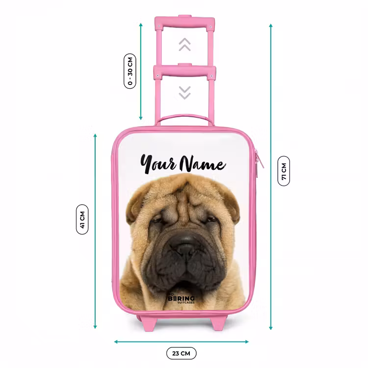 Hondje met Boos Hoofd Kinderkoffer - Roze klein -productfoto_formaten