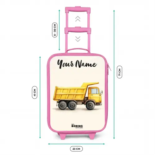 Kiepwagen - Getekend - Geel Kinderkoffer - Roze klein -productfoto_formaten