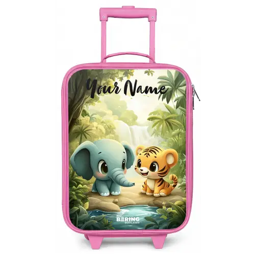 Olifant - Tijger - Bos - Jungle Kinderkoffer - Roze klein -zz3dotto