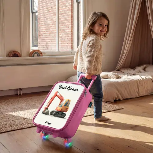 Graafmachine - Getekend - Oranje Kinderkoffer - Roze klein -sfeer1