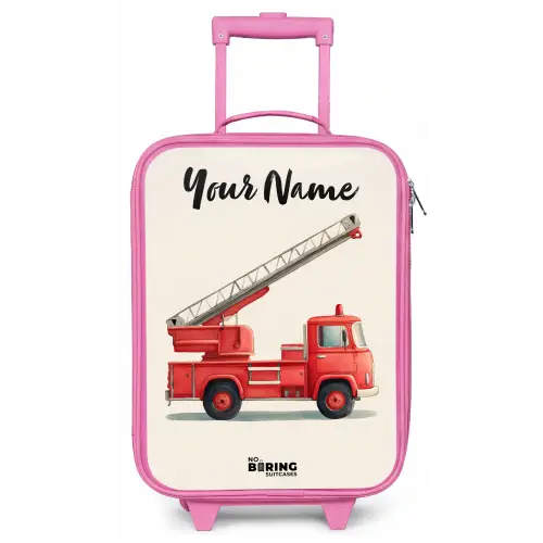 Brandweerwagen - Getekend - Rood Kinderkoffer - Roze klein -zz3dotto