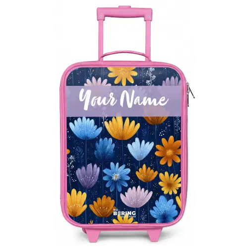 Bloemen - Patroon - Blauw Kinderkoffer - Roze klein -zz3dotto