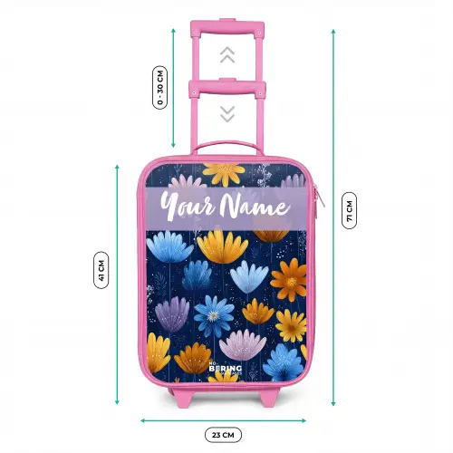 Bloemen - Patroon - Blauw Kinderkoffer - Roze klein -productfoto_formaten